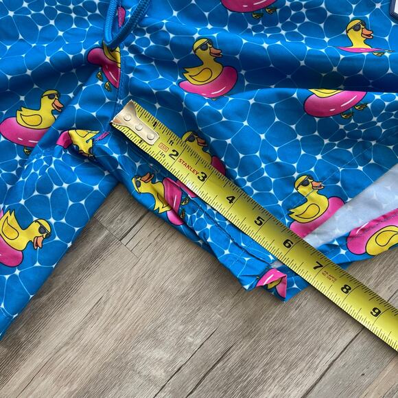 NWT Beach Bros Swim Trunks Men's XL Blue Lined Board Shorts Pink Duck Tube Print - Picture 6 of 10